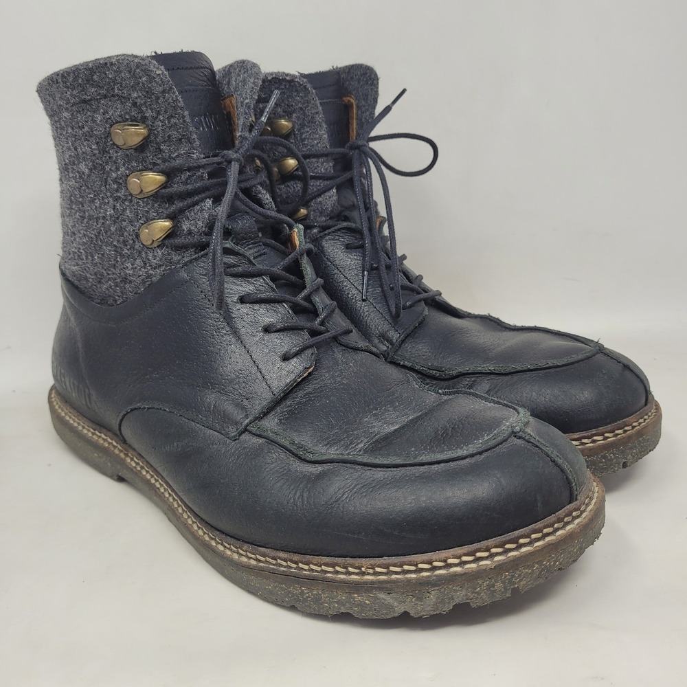 Birkenstock Timmons Boots EU44 US11.5 Black Leather Wool Felt Lace Up Moc Toe